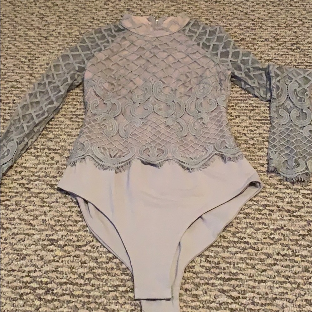 High neck lace bodysuit